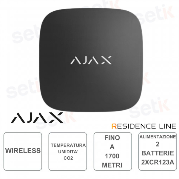 AJAX-Rilevatore wireless di temperatura, umidità e CO2 - Nero