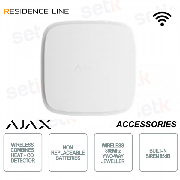 Ajax FireProtect 2 AC White – Jeweler Network Smoke and Heat Detector