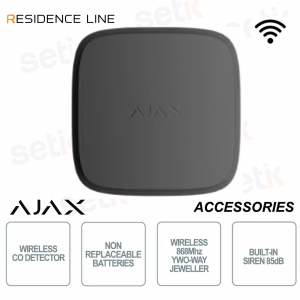 Ajax FireProtect 2 AC Nero – Rilevatore Monossido di Carbonio CO Jeweller