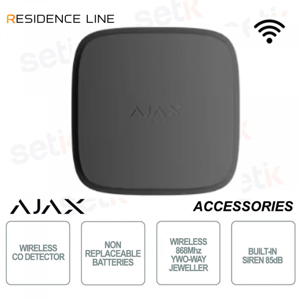 Ajax FireProtect 2 AC Nero – Rilevatore Monossido di Carbonio CO Jeweller