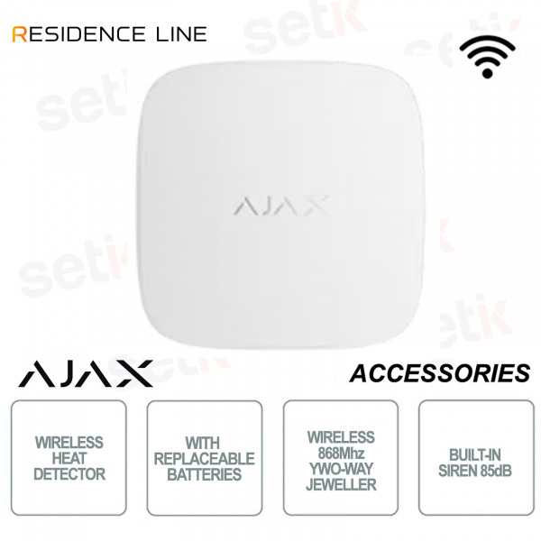 Ajax FireProtect 2 RB Bianco – Rilevatore Antincendio Wireless con Sensore di Calore Jeweller
