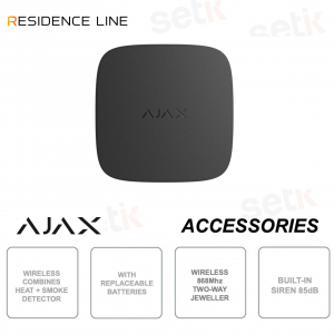 Ajax FireProtect 2 RB Nero – Rilevatore Antincendio Wireless con Sensore Fumo, Calore e Monossido di Carbonio Jeweller