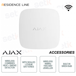 Ajax FireProtect 2 SB Bianco – Rilevatore Antincendio Wireless Fumo e Calore Jeweller