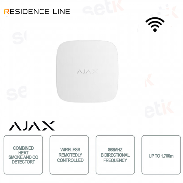 Ajax FireProtect 2 SB Bianco – Rilevatore Fumo, Calore e CO Wireless Jeweller