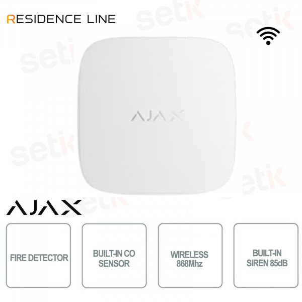 Ajax FireProtect 2 SB Bianco – Rilevatore Monossido di Carbonio CO Wireless Jeweller