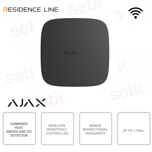 Ajax FireProtect 2 SB Black – Wireless Jeweler Smoke, Heat and CO Detector