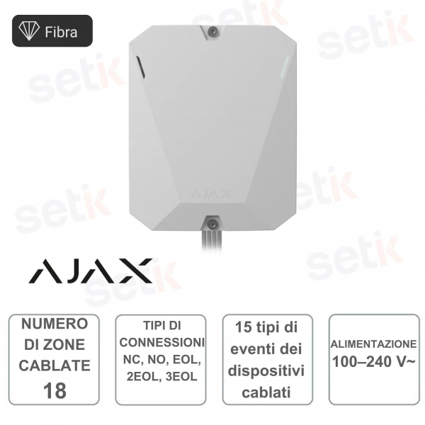Ajax Superior MultiTransmitter Fiber - Module for integrating wired detectors and devices - White - Ajax