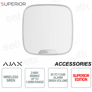 Superior StreetSiren DoubleDeck Jeweller Bianco Sirena Wireless 113dB IP54 Jeweller 1500m Anti-Sabotaggio - Ajax