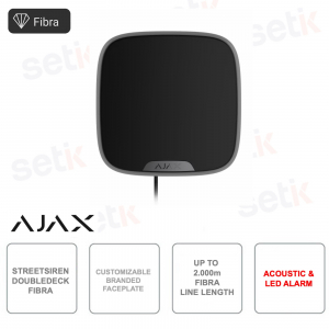 Superior StreetSiren DoubleDeck Fibra-Sirena cablata Ajax con pannello frontale personalizzabile-Colore Nero