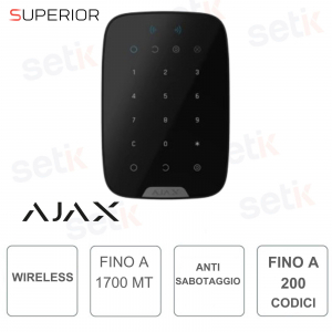Superior KeyPad Plus Jeweller Nero Tastiera Wireless RFID DESFire Sicura con Protezione Antisabotaggio - Ajax