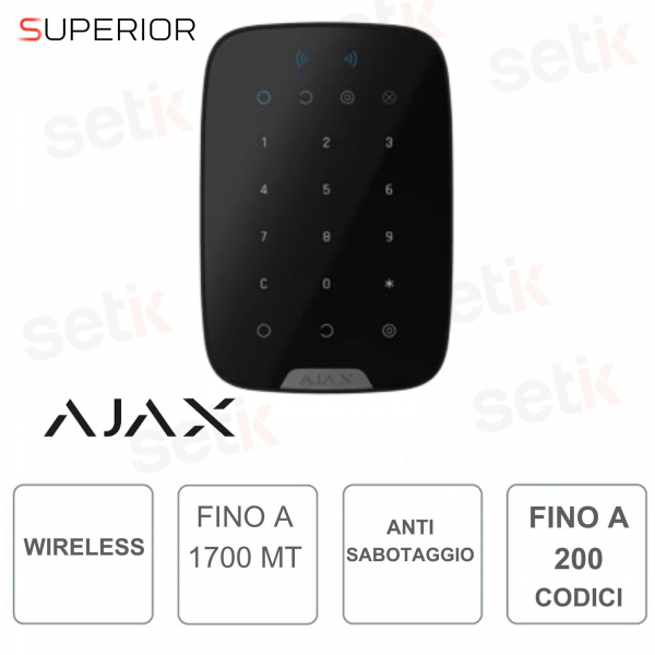 Superior KeyPad Plus Jeweler Black Wireless RFID DESFire Keypad with Secure Tamper Protection - Ajax