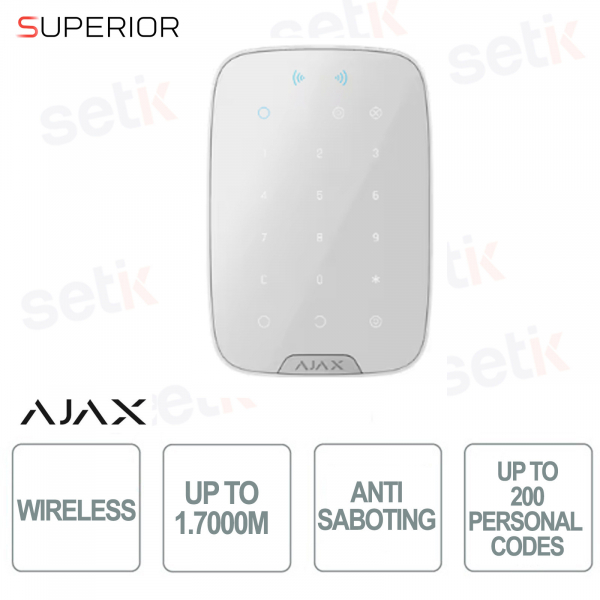 Superior KeyPad Plus Jeweler White Wireless RFID Keypad with DESFire Security and Tamper Protection - Ajax