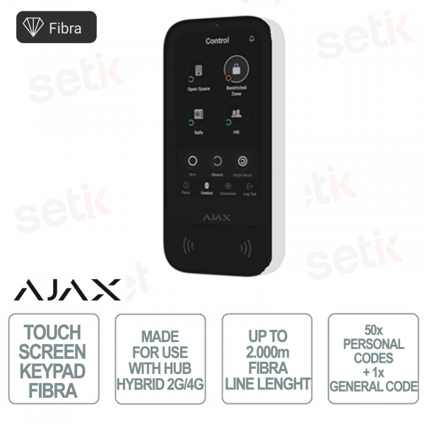 Ajax Superior Keypad TouchScreen Fiber - Wired Touch Screen Keyboard - White