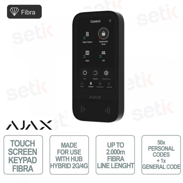 Ajax Superior Keypad TouchScreen Fiber - Wired Touch Screen Keyboard - Black