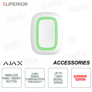 Ajax Superior Button Jeweller Pulsante antipanico / Smart - Wireless 868Mhz - Colore Bianco - Ajax