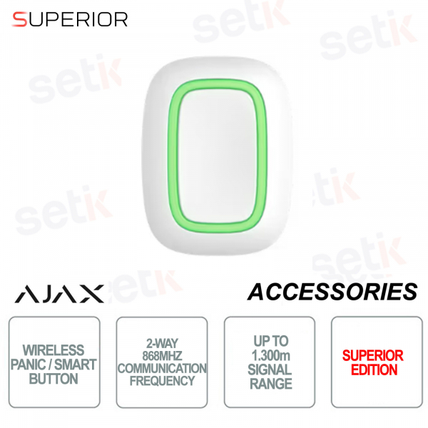 Ajax Superior Button Jeweller Pulsante antipanico / Smart - Wireless 868Mhz - Colore Bianco - Ajax