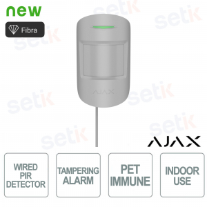 Ajax Superior MotionProtect Fibra Bianco – Sensore di Movimento PIR Cablato con Tecnologia Fibra
