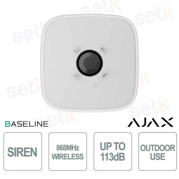 Ajax StreetSiren DoubleDeck Jeweller Bianca Sirena Wireless da Esterno e Interno con Allarme 113 dB e Protezione Anti-Sabotaggio
