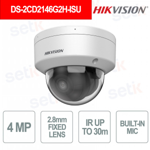 DS-2CD2146G2H-ISU 4MP Dome IP 2.8mm AcuSense DarkFighter WDR 120dB IP67 IK10 Microfono IR 30m - Hikvision
