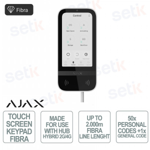 Superior KeyPad TouchScreen Fibra Bianco Tastiera Touch 5” IPS Cablata - Ajax