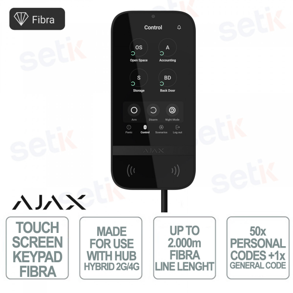 Clavier tactile filaire Superior KeyPad TouchScreen Fiber Black 5" IPS - Ajax