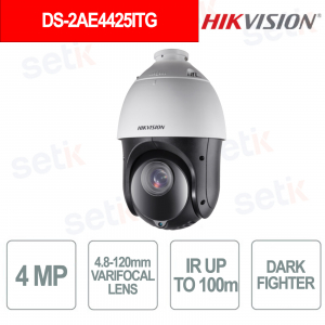 PTZ camera 4MP Zoom 25x optics 4.8-120mm IR 100m DarkFighter WDR 120dB IP66 - Hikvision