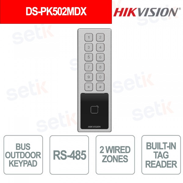 Clavier de bus extérieur IP66 IK08 RFID Relais 2 zones RS-485 Antivol professionnel - Hikvision