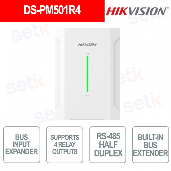 Module d'extension de relais SPDT à 4 sorties Hikvision avec prolongateur de bus RS-485 pour systèmes de détection d'intrusion