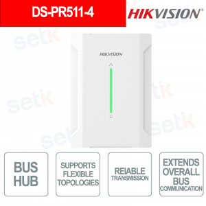 Bus Hub 4 Porte RS-485 per Distribuzione Segnale e Estensione Sistema Antintrusione - Hikvision