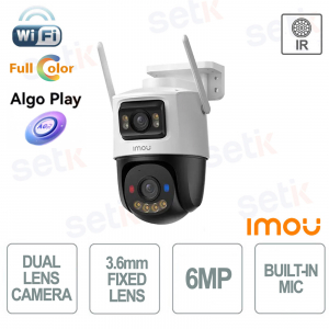 Caméra WiFi Imou Cruiser Dual 2 6MP avec double objectif, algorithme IA, voyants bleus et rouges et vision nocturne intelligente