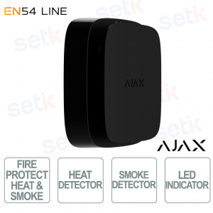 Ajax EN54 FireProtect Black Certified Wireless Smoke and Heat Detector with Siren and HazeFlow 2 Technology