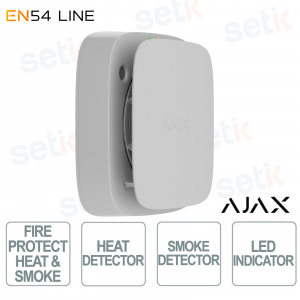 Ajax EN54 FireProtect White Certified Wireless Smoke and Heat Detector with Siren and HazeFlow 2 Technology