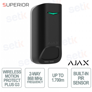 Ajax MotionProtect Plus G3 Jeweller Nero Rilevatore Movimento PIR e Microonde con Anti-Masking e SmartDetect fino a 15 m