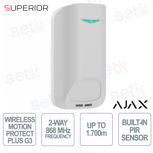 Ajax MotionProtect Plus G3 Jeweller Bianco Rilevatore Movimento PIR e Microonde con Anti-Masking e SmartDetect fino a 15 m