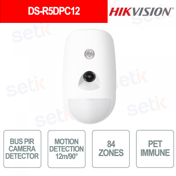 PIR Sensor with Integrated Camera and IR Night Vision up to 12 m with Pet Immunity - Hikvision