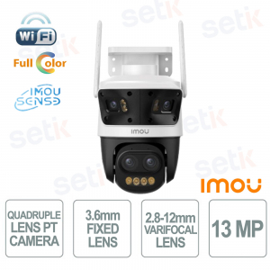 Caméra PTZ WiFi à quatre objectifs Cruiser Pano Z 13MP avec zoom 12x, détection IA et vision nocturne couleur - Imou