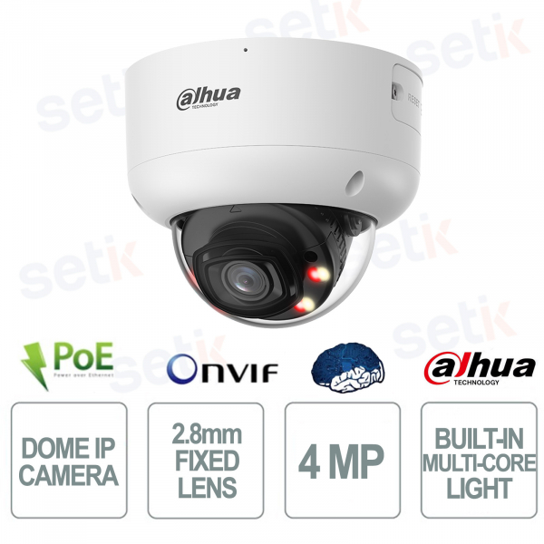 IPC-HDBW5459R1-ASE-PV-PRO 4MP WizMind 2.8mm AI Dome IP67 IK10 with WizColor and Two-Way Audio - Dahua