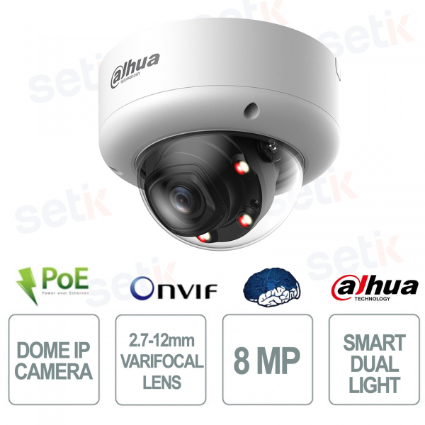Caméra dôme varifocale 5 MP 2,7-13,5 mm WizMind AI double éclairage intelligent IP67 IK10 avec AcuPick et alarme sonore - Dahua
