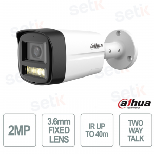 HAC-HFW1200TLM-IL-T Caméra Bullet 2MP 3,6 mm Full HD intelligente à double flash avec audio bidirectionnel IP67 - Dahua