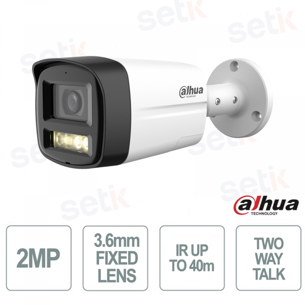 HAC-HFW1200TLM-IL-T Caméra Bullet 2MP 3,6 mm Full HD intelligente à double flash avec audio bidirectionnel IP67 - Dahua