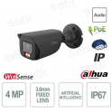 4MP 3.6mm WizSense IP67 AI PoE Smart Dual Light Camera Black - Dahua