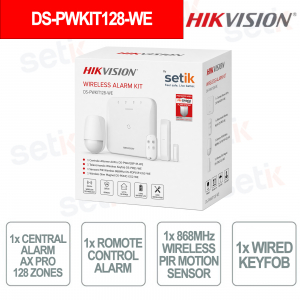 Hikvision AXPro Kit di Allarme Professionale 128 Zone 868MHz Wireless 2G senza fili