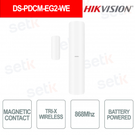 Contact magnétique sans fil DS-PDCM-EG2-WE 868 MHz avec chiffrement AES-128 pour portes et fenêtres - Hikvision