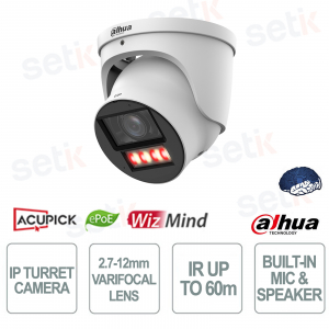 Telecamera 4MP WizColor AI Eyeball 2.7-12mm Motorizzata con AcuPick e IP67 IK10 Telecamera Professionale - Dahua