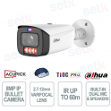 Telecamera 8MP Bullet 2.7-12mm WizColor TiOC PRO AI con Sirena e Luci Smart Dual Light IP67 - Dahua