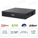 WizMind AI 16-Channel PoE NVR 8HDD 8K HDMI H.265+ Professional Video Surveillance - Dahua
