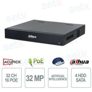 NVR Dahua 32 Canali WizMind AI 16 PoE 4HDD 8K HDMI H.265+ Videosorveglianza Professionale - Dahua