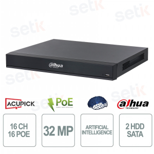 Dahua 16-Channel WizMind AI 16 PoE 2HDD 8K HDMI H.265+ NVR Professional Video Surveillance - Dahua