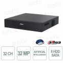 NVR 32 Canali WizSense AI 8HDD RAID 8K HDMI AcuPick Face Recognition Videosorveglianza Professionale - Dahua