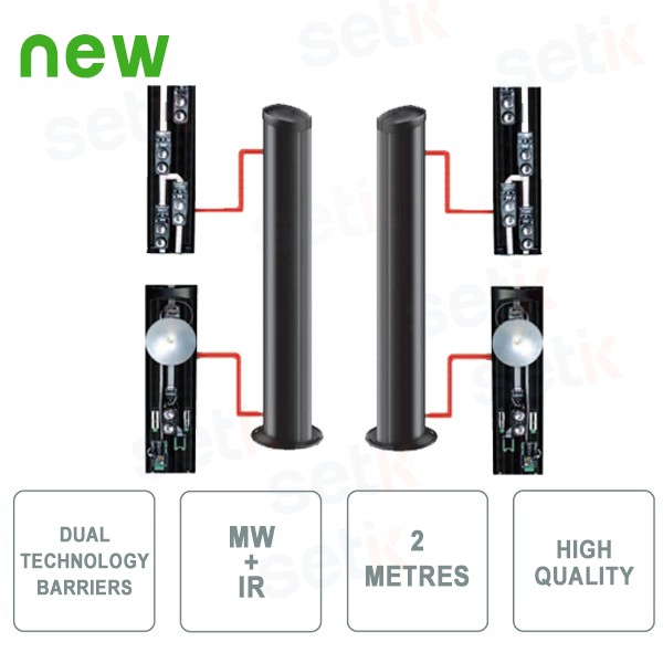 Paire de colonnes de barrières micro-ondes + Quatre rayons infrarouges actifs - Setik